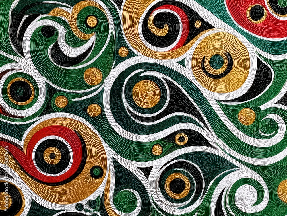 Naklejka premium Abstract Colorful Swirls and Circular Patterns in Bold Design
