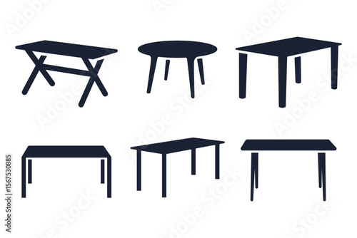 Set of tables furniture vector silhouette table logo icon