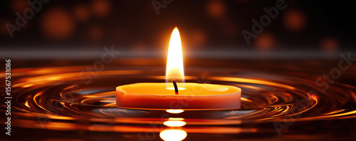 Wallpaper Mural Candlelight reflecting in still water creates a serene atmosphere for meditation and relaxation during evening hours Torontodigital.ca