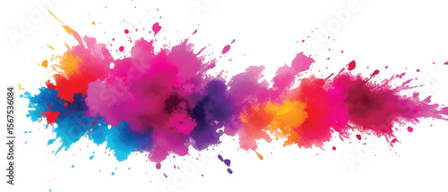 Color Splash Explosion – Bright Holi Paint and Powder Burst Isolated on White Background for Festival Art
