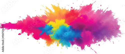 Color Splash Explosion – Bright Holi Paint and Powder Burst Isolated on White Background for Festival Art
