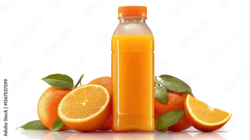 Orange juice bottle on white Orange juice bottle on white