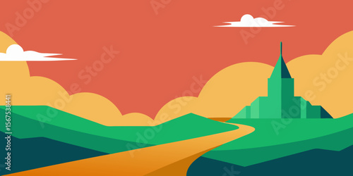 A Landscape With Exaggerated And Forced Perspective With A Distorted And Fun Vibe