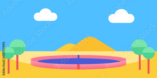 A Landscape Where Everything Is Soft And Bouncy And Made Of A Marshmallow Like