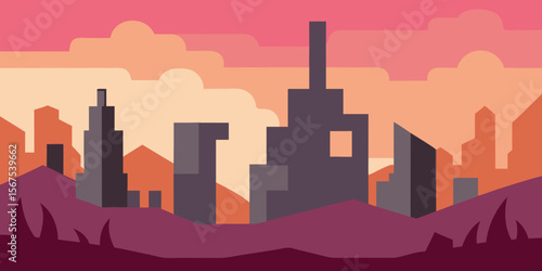 A Post Apocalyptic Landscape With The Ruins Of A Modern City In A Sad Scene