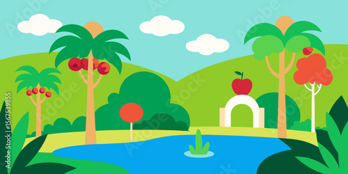 The Garden Of Eden A Perfect And Lush Paradise With Exotic And Beautiful Plants