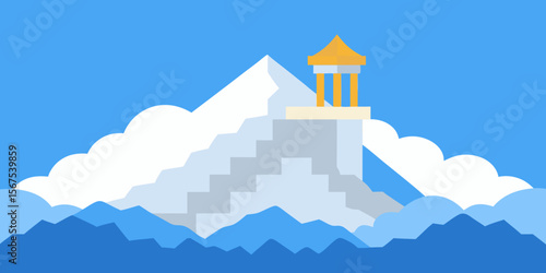 Mount Olympus Home Of The Greek Gods High Above The Clouds In A Mythical Scene