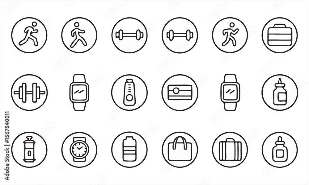 Fototapeta premium Running dumbbell smartwatch bottle bag watch runner