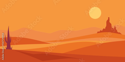 The Eerie Silence Of A Desert At High Noon With A Blazing Sun And Stark Shadows