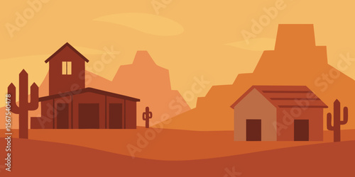 A Ghost Town With Weathered Wooden Buildings In The Middle Of A Desolate Desert