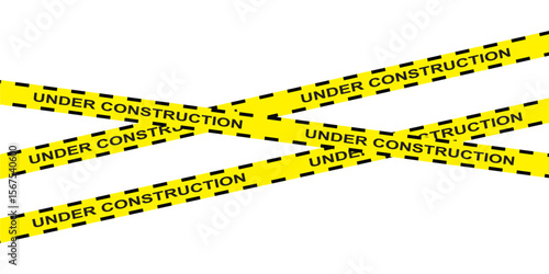 Under construction page. Caution yellow tape construct warning line background sign web page security caution in eps 10.