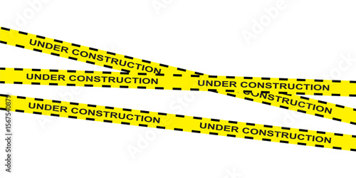 Under construction page. Caution yellow tape construct warning line background sign web page security caution in eps 10.