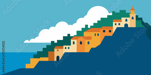 A Coastal Village Clinging To The Cliffs Of The Amalfi Coast In A Beautiful Scene