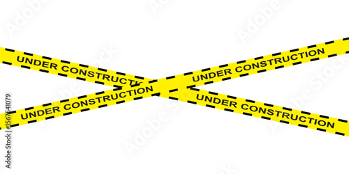 Under construction page. Caution yellow tape construct warning line background sign web page security caution in eps 10.