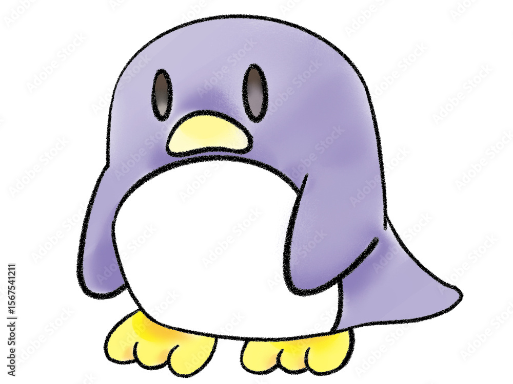 Fototapeta premium ペンギン,鳥,動物,生き物,手描き,アイコン,淡い色,ぼかし色,カラー