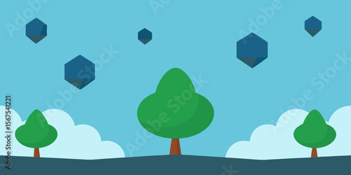 An Anti Gravity Forest Where Trees And Rocks Float In A Magical And Dreamy Scene