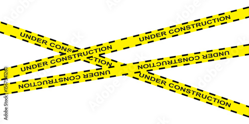 Under construction page. Caution yellow tape construct warning line background sign web page security caution in eps 10.