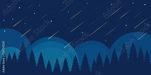 A Time Lapse Photo Of Star Trails Above A Forest In A Magical And Long Exposure