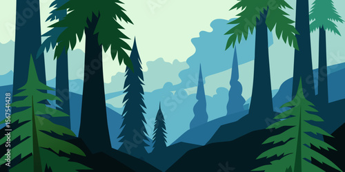 A Temperate Rainforest In The Pacific Northwest With Ferns And Moss Covered Trees