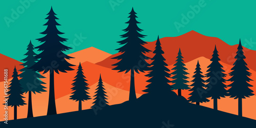 A Forest Of Ancient And Giant Sequoia Trees On A Mountain Side In A Majestic Scene