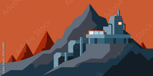 A Futuristic Mining Colony Carved Into The Side Of A Mountain In A Sci Fi Scene