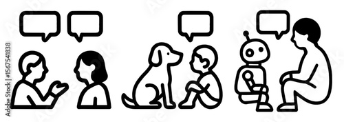 向かい合う人物のピクトグラムセット、Pictogram Set of People Facing Each Other