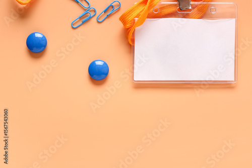 Blank badge, paper, clips a...