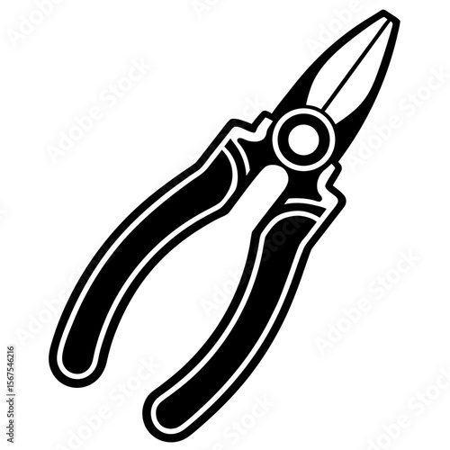 An isolated plastic-handled steel pliers tool rests on a white background, ready for construction or repair work