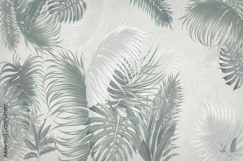 A seamless vector pattern featuring a harmonious blend of leaves and feathers, creating a beautiful floral design for textiles or wallpaper