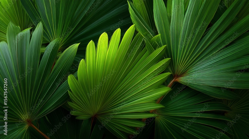 Fototapeta premium Lush Green Tropical Leaves Close Up