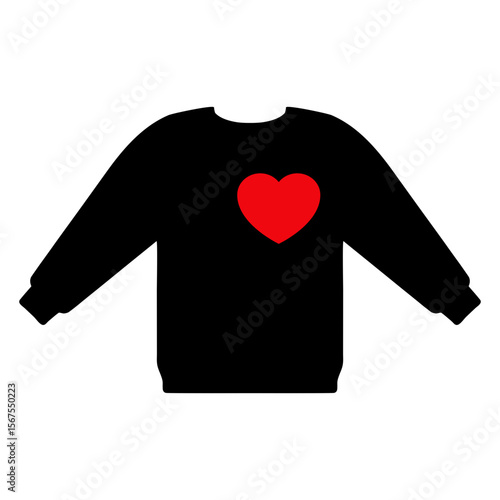 Moda de invierno. Icono con silueta de suéter de manga larga con corazon