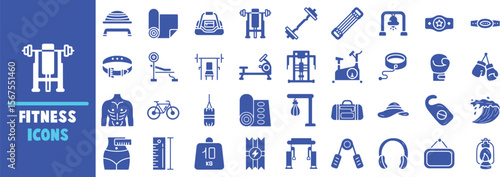 Diverse fitness equipment and activity symbols for health and wellness vector illustration