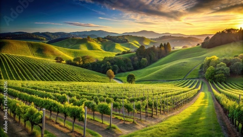 Wallpaper Mural Serene landscape of rolling hills and lush green vines Torontodigital.ca