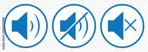 Speaker icon logo design. Sound icon, volume symbol, speaker sign. Audio, Sound System, Music Vector Graphics in Blue Color on Transparent Background. EPS 10.