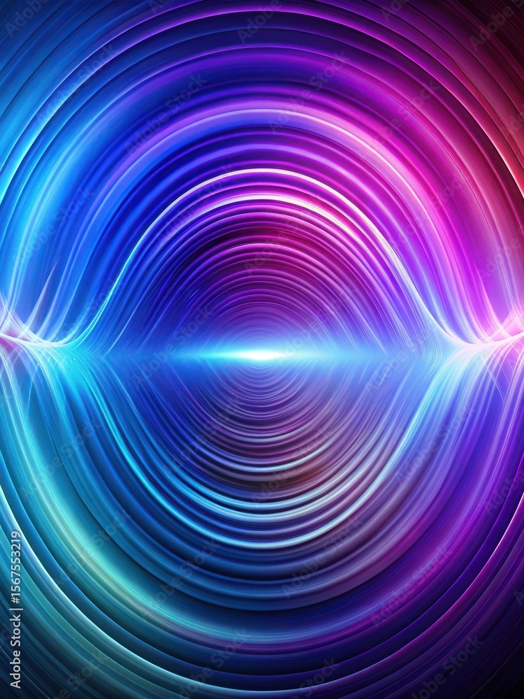 Obraz premium Vibrant swirling sound wave visualization in purple and blue hues