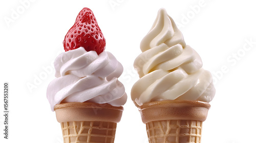 Wallpaper Mural Two ice cream cones with a strawberry on top Torontodigital.ca