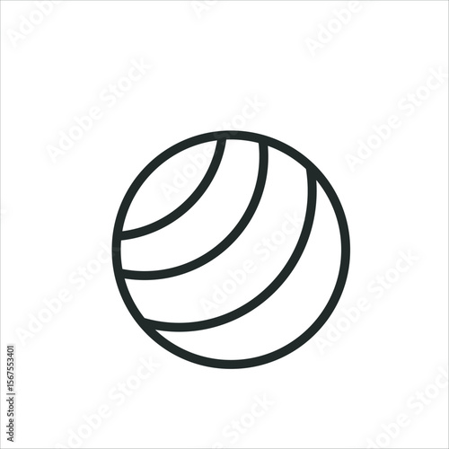 Pilates ball. Black and White Illustration of a Gym Ball