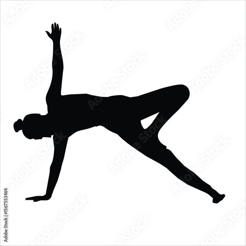 Yoga pose in seated twist position silhouette