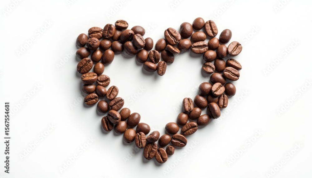 Coffee beans arranged in the shape of a heart. Coffee beans arranged in the shape of a heart.