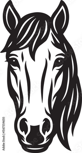 Horse Head Front View Stylized Vector

