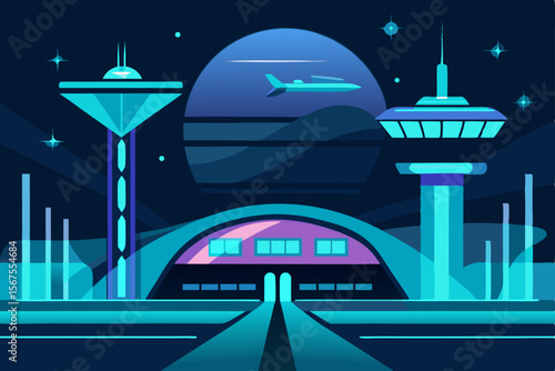 A Futuristic Airport Terminal With Sleek Architecture And Travelers