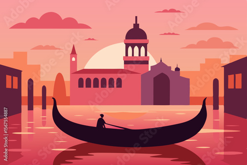 A Romantic Gondola Ride Through Venice At Sunset
