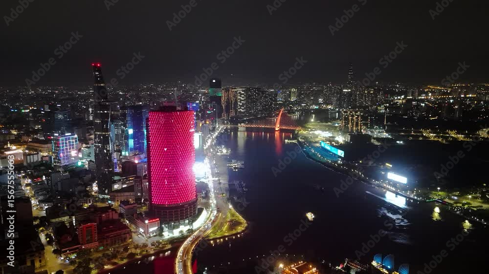 custom made wallpaper toronto digitalCinematic Aerial Views of Ho Chi Minh City Vietnam – Nightlife and Urban Skyline