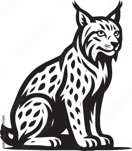 Stylized Sitting Lynx Wildcat Vector Illustration