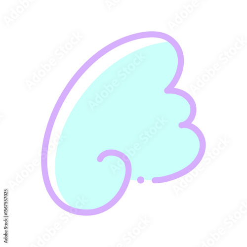 パステルカラーの天使の羽や翼の線画イラスト素材 - シンプルでポップなゆめかわ系の翼のデコレーション
