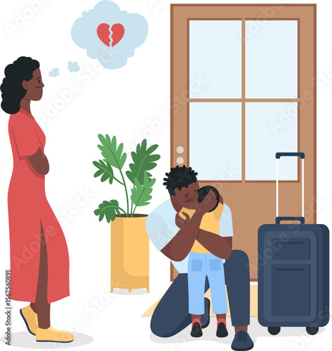 black people with family conflict vector illustration