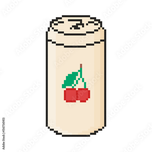 8 bit soda drink icon. Pixel art object. Old school computer graphic style.