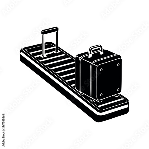 Illustration of luggage on a baggage claim conveyor belt at airport