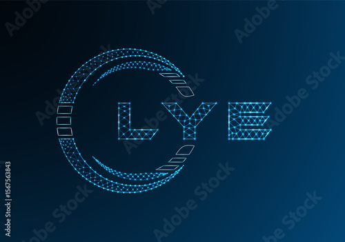 LYE low poly letter logo vector design. LYE lower poly logo design. Low poly logo.