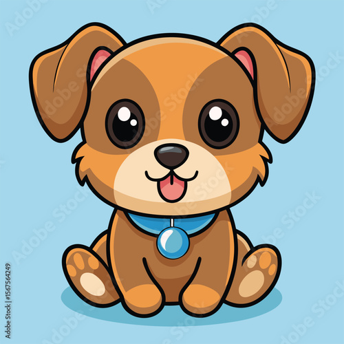 Adorable Puppy with Pacifier in Baby Kawaii Style